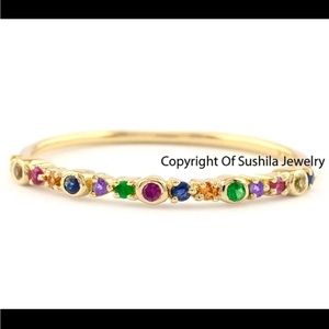 14k gold rainbow gemstone band